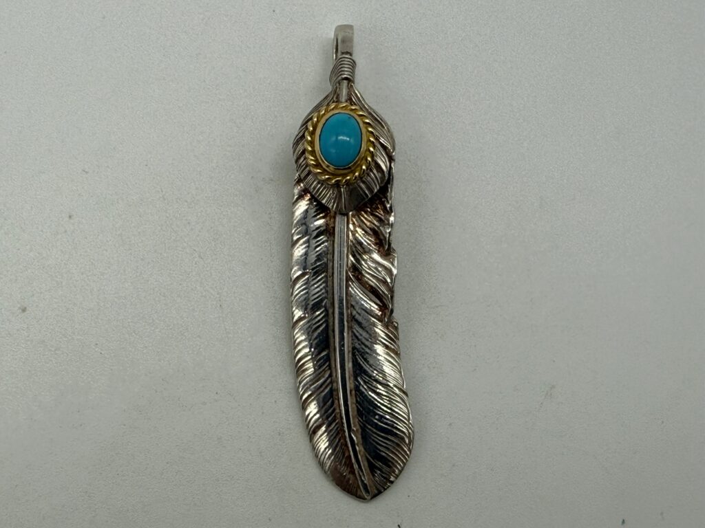 美品　上銀金縄ターコイズフェザー左　現行13.57g