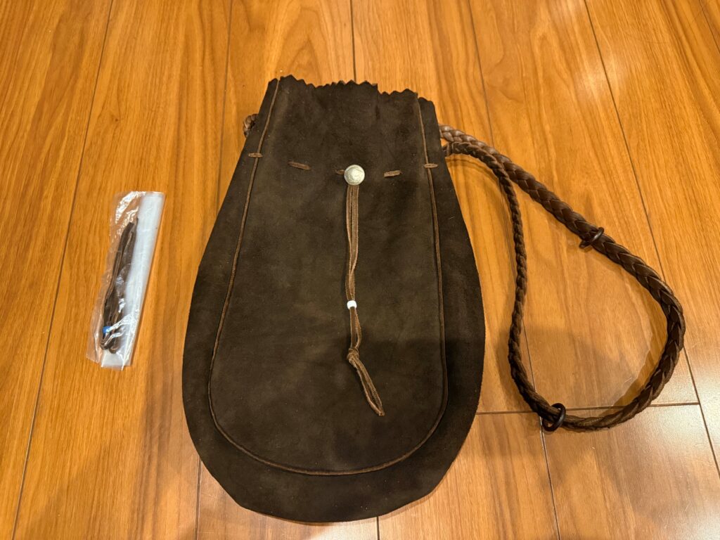 新品　ディアスキン巾着バッグM 焦茶