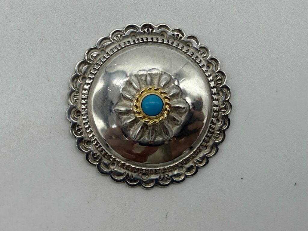 美品 金縄ターコイズフラワーコンチョ大15.96g