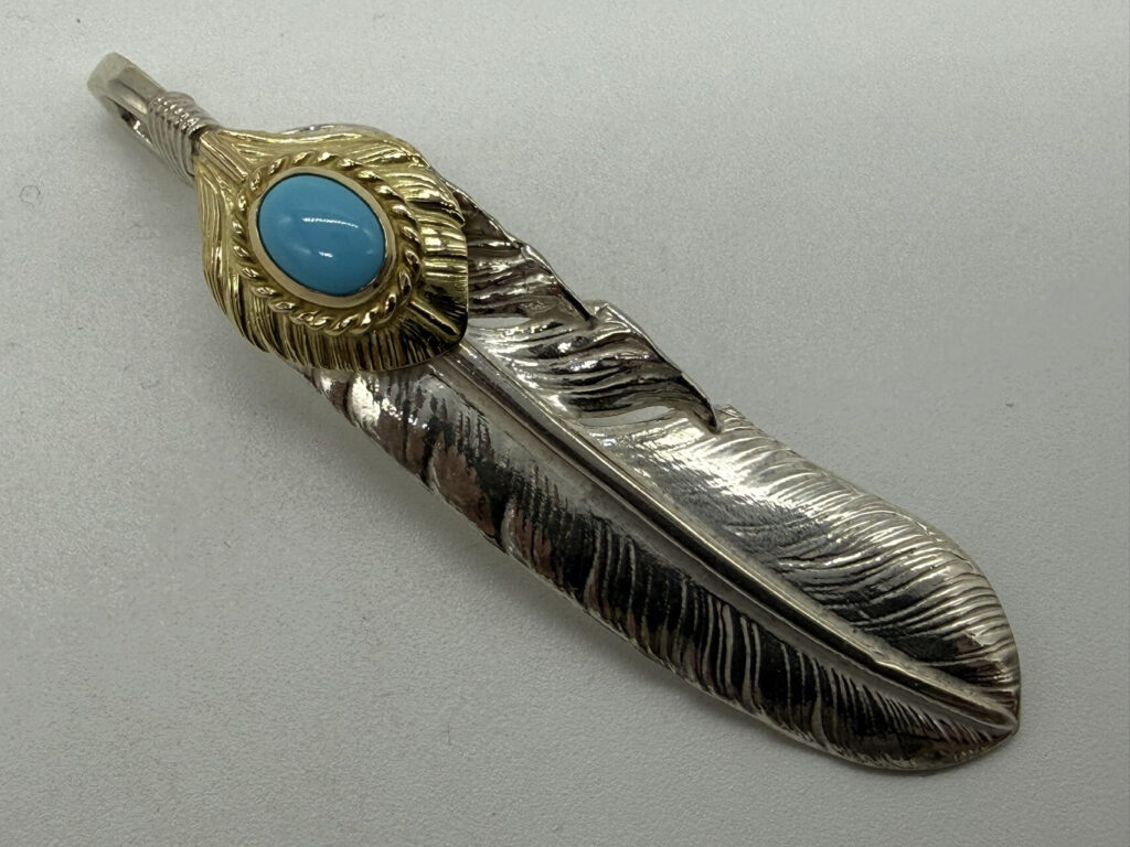 新品　上金金縄ターコイズフェザー左　現行14.40g