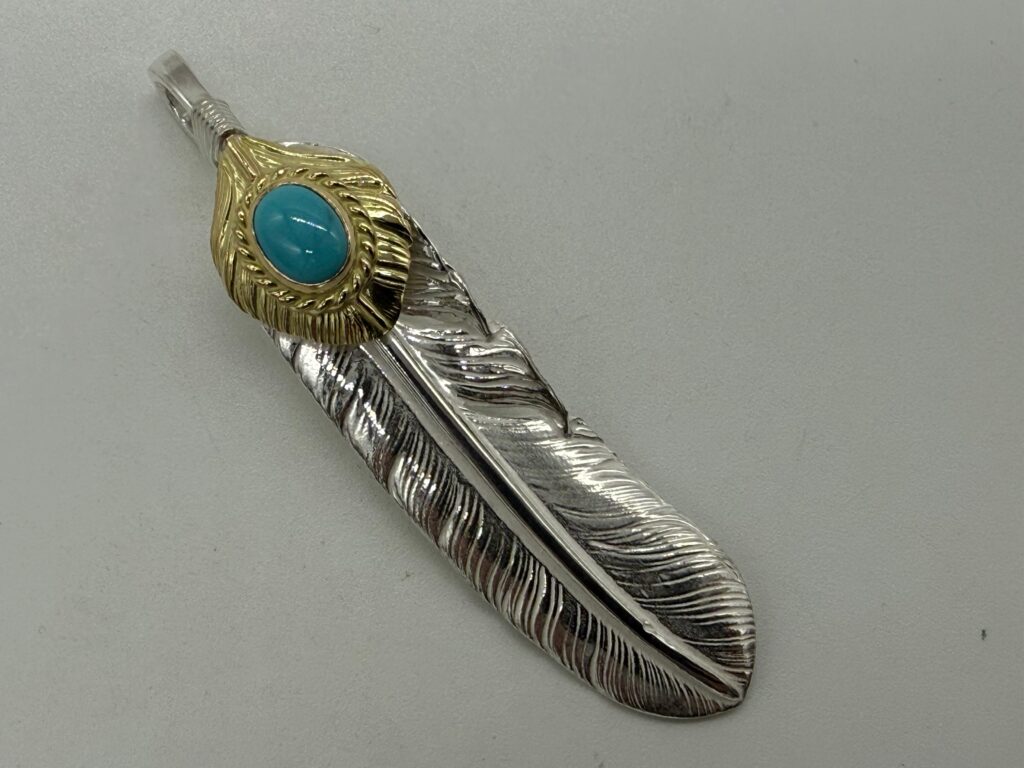 新品　上金金縄ターコイズフェザー左　現行14.14g