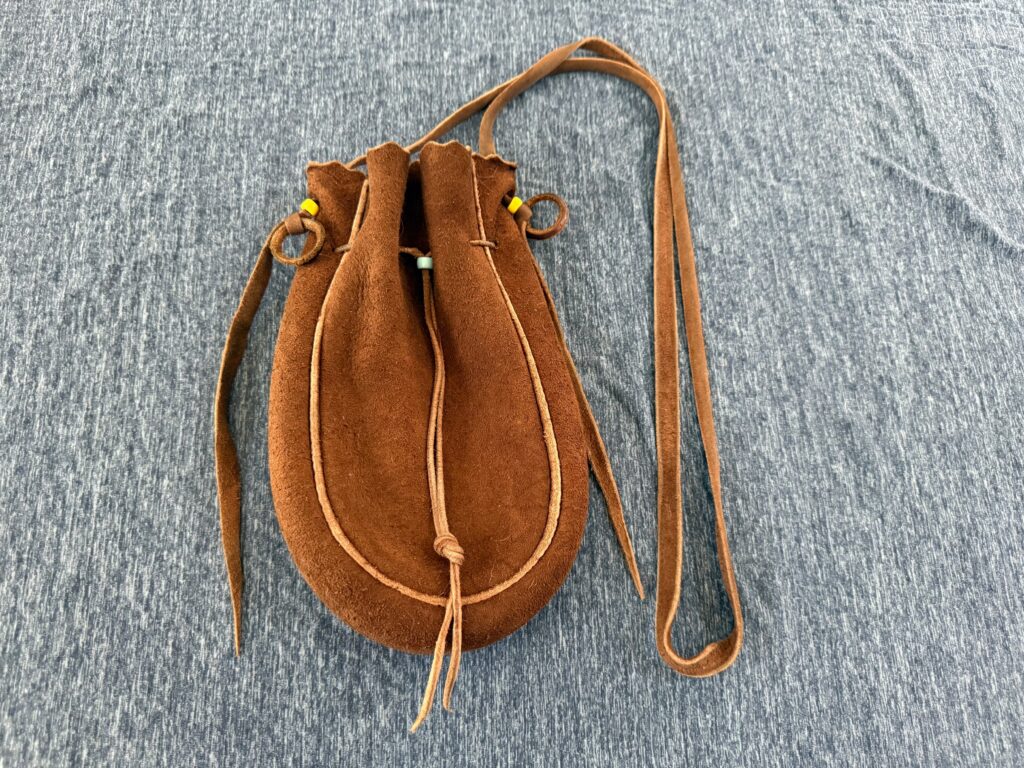 良品　ディアスキン巾着ポーチバッグL 焦茶