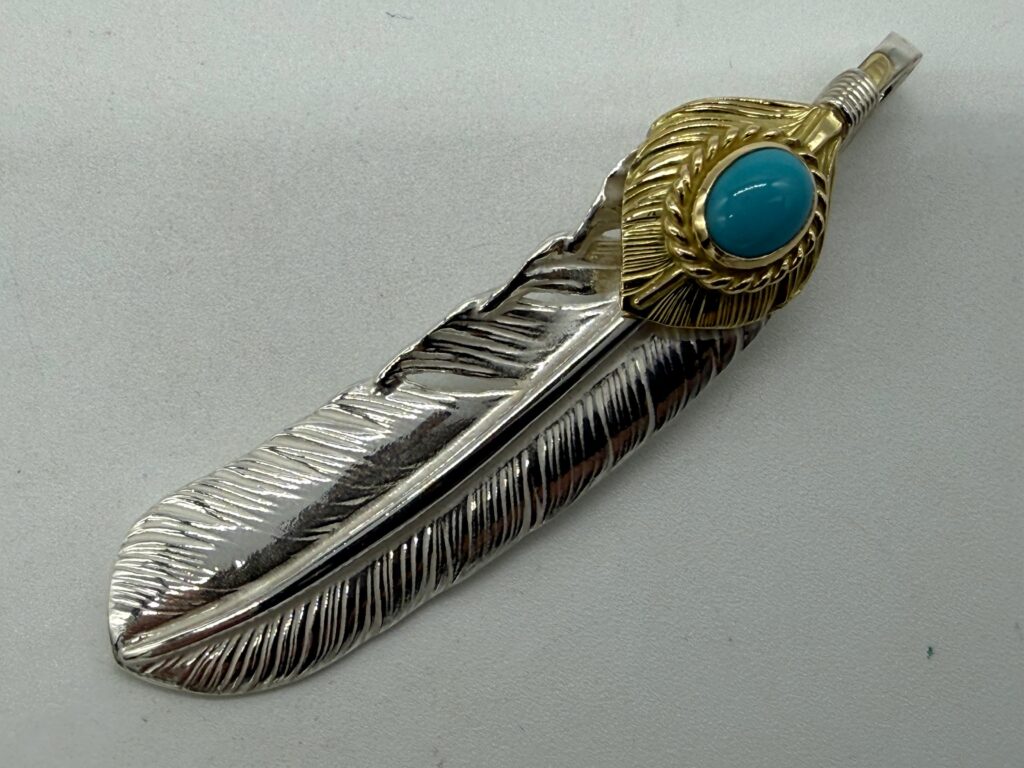 新品　上金金縄ターコイズフェザー右　現行14.09g