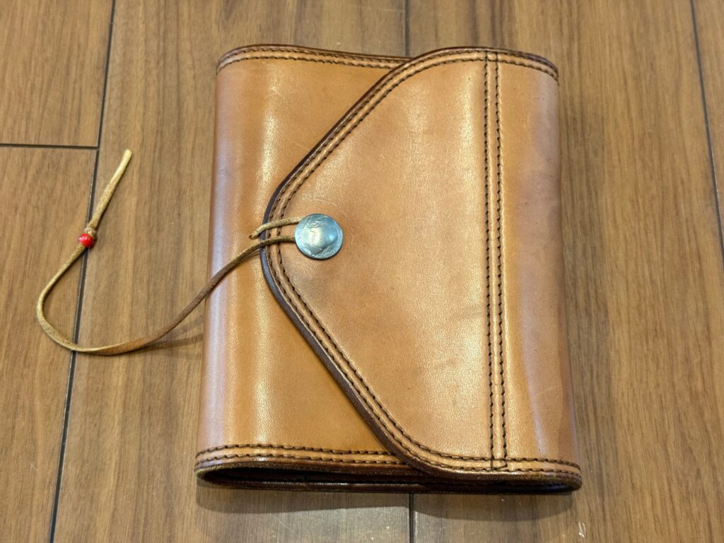美品　システム手帳L 赤茶