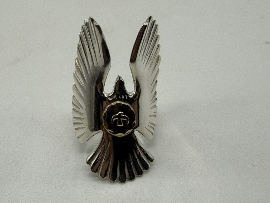 極美品　金メタル付イーグルリング１５号13.45g