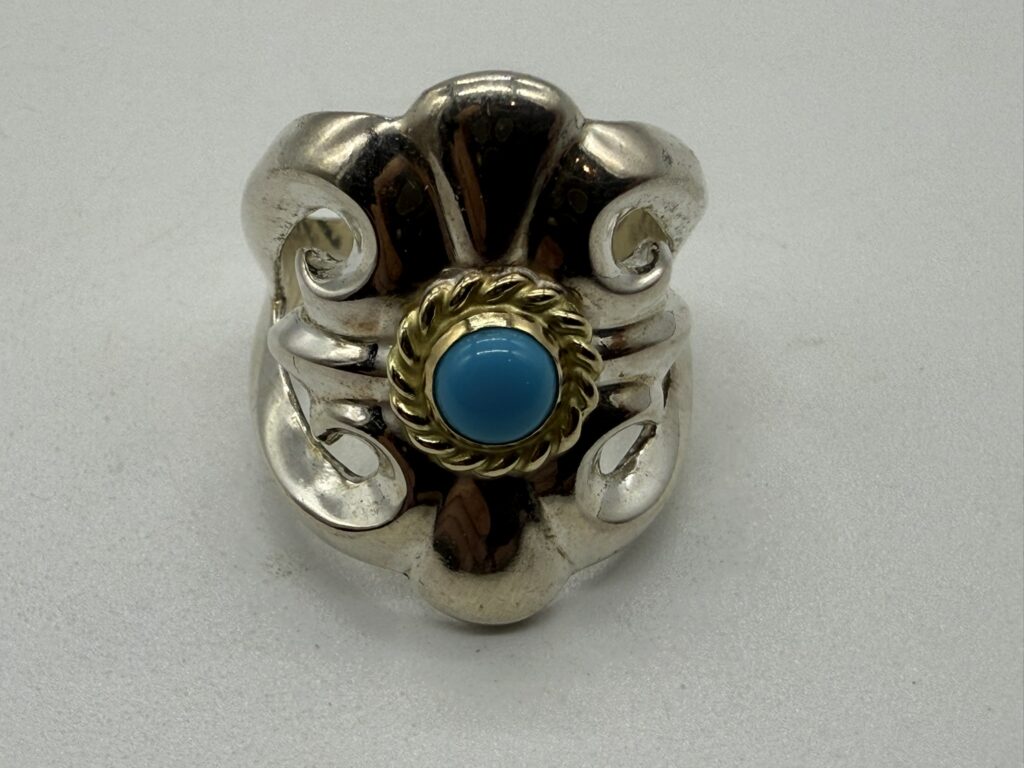 【極美品】金縄ターコイズキャストリング【15号10.56g】