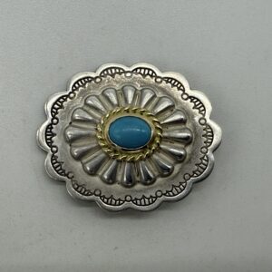 【美品】楕円形金縄ターコイズフラワーコンチョ【OLD10.26g】