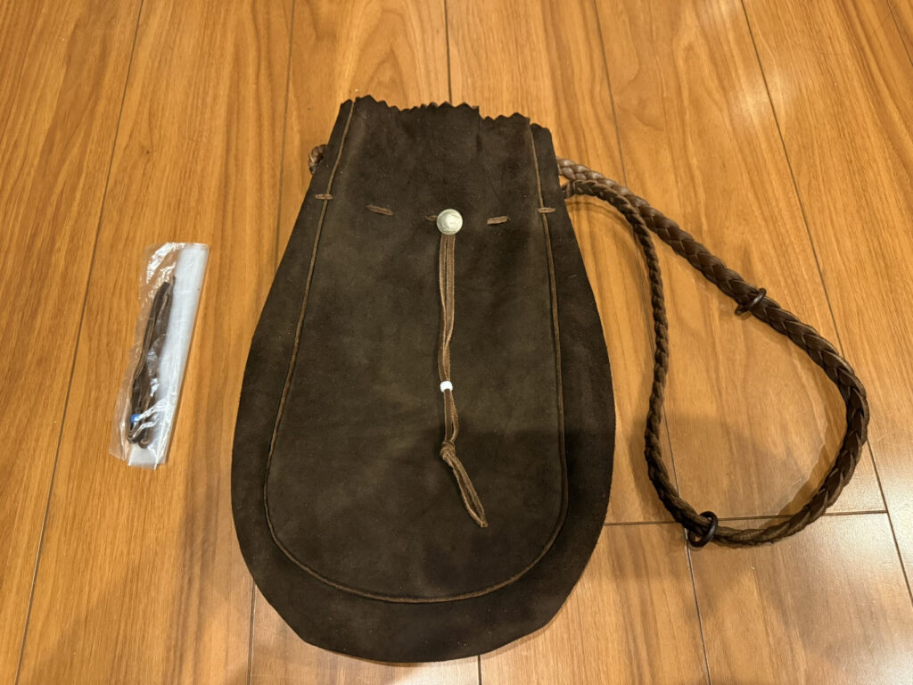 【新品】ディアスキン巾着バッグM【こげ茶】