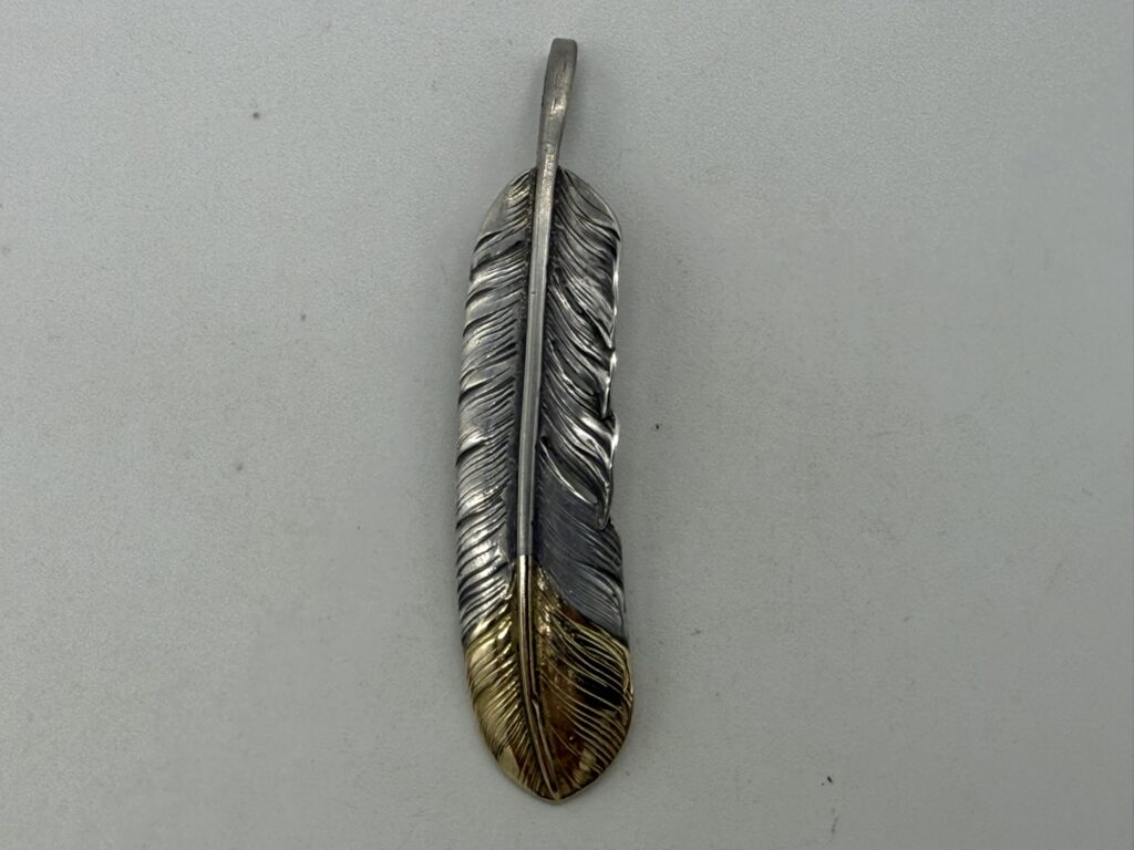 【美品】先金特大フェザー左OLD9.10g】
