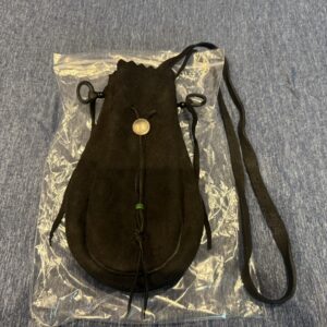 【新品】ディアスキン巾着ポーチバッグL【黒】