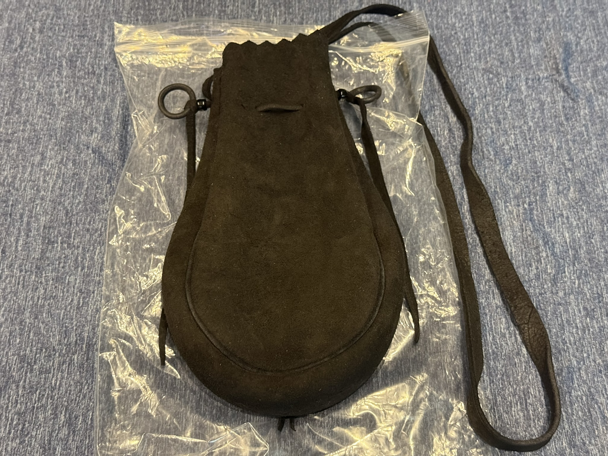 【新品】ディアスキン巾着ポーチバッグL【黒】 - 画像 (4)