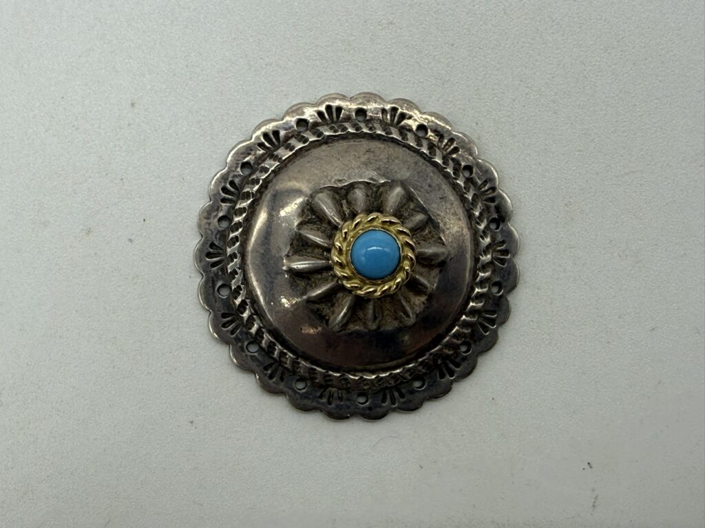 【美品】金縄ターコイズフラワーコンチョ小【9.69g】