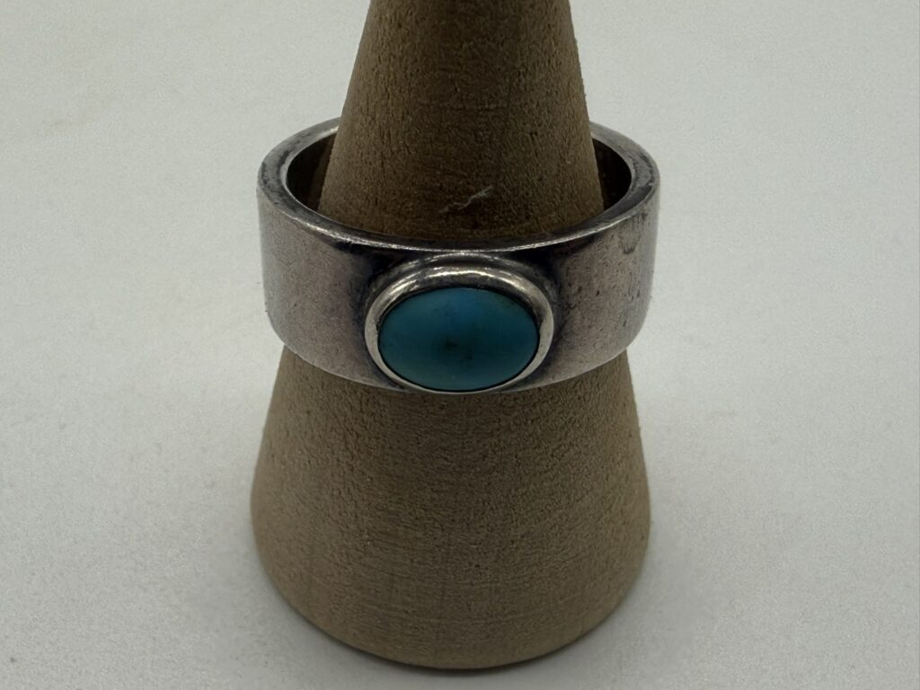 【美品】平打ターコイズリング【15号8.77g】