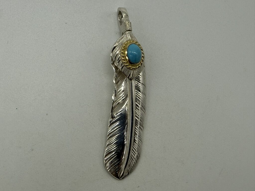 【ほぼ新品】上銀金縄ターコイズフェザー右【現行14.23g】